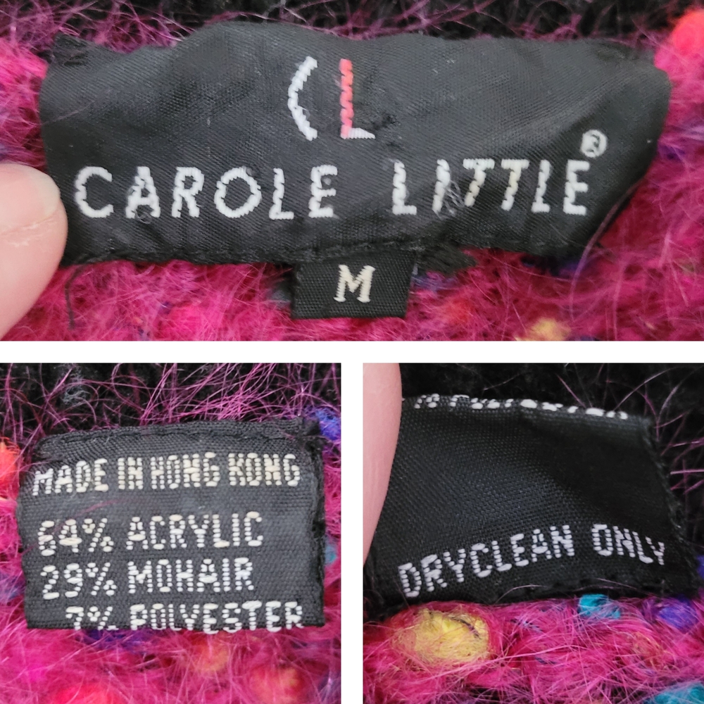 Vintage 90s Mohair Blend Colorblock Carole Little Sweater - Picture 4 of 10